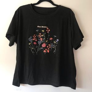 SHEIN Black Floral T-shirt